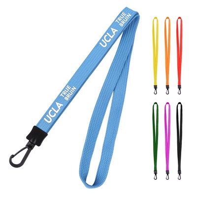 3/5" Polyester Flat Braid Lanyard Strap W/ Plastic J Hook